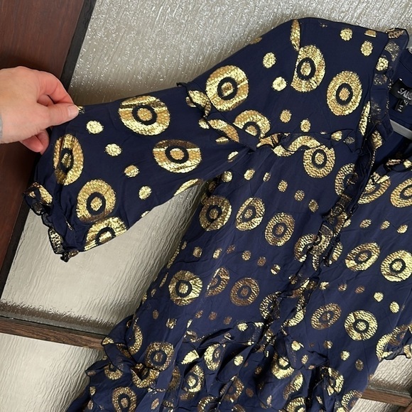 SALONI
Navy Gold Tilly Ruffle Dress in size 4 - Picture 9 of 12
